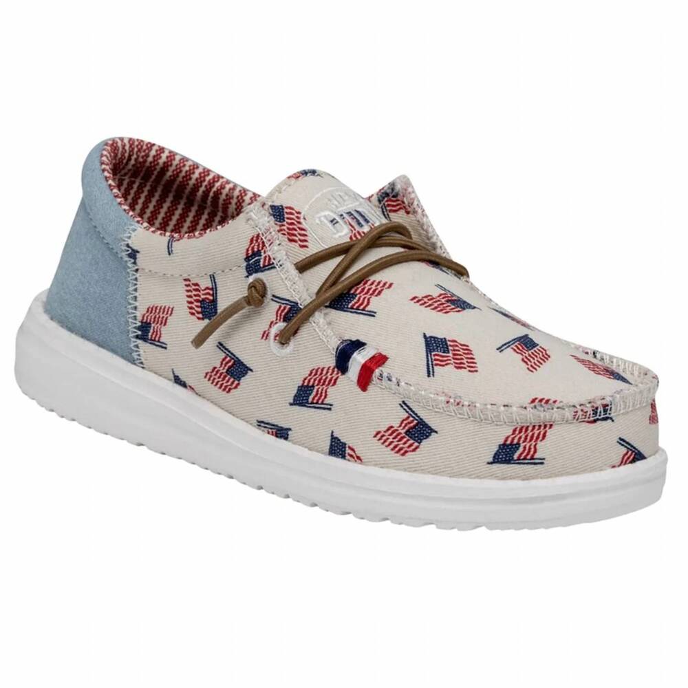 NEW HEY DUDE youth wally casual shoes in americana flag